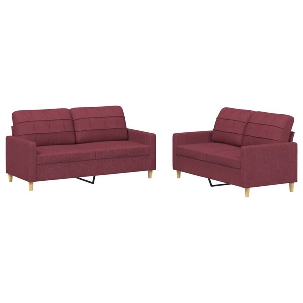 vidaXL Ensemble de canapés 2 Pièces avec coussins Rouge bordeaux Tissu