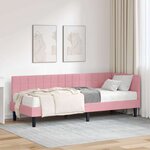 vidaXL Cadre de lit d'angle avec matelas 2 Pièces Gris Velours
