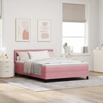 Lit à sommier tapissier avec matelas rose 160x200 cm en velours