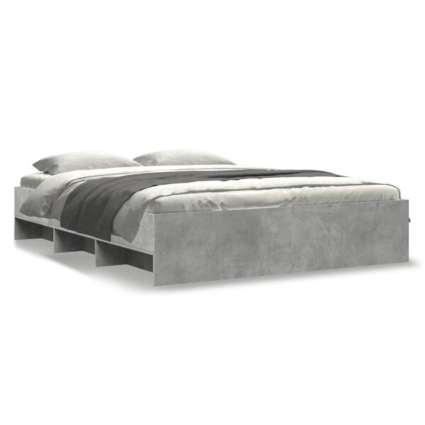 vidaXL Cadre de lit sans matelas gris béton 160x200 cm bois ingénierie