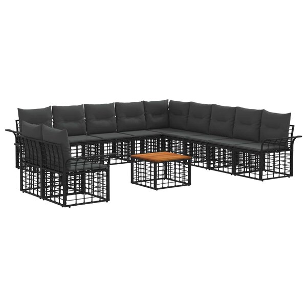 vidaXL Ensemble de canapés d'extérieur 12 Pièces Noir et Gris foncé