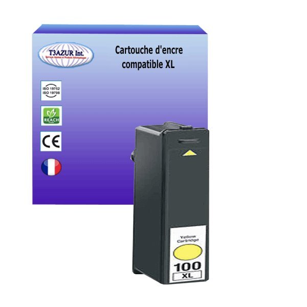 Cartouche compatible avec  Lexmark 100XL remplace Lexmark S605, S608, S815, S815 Genesis, S816 Genesis Jaune