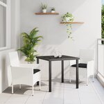 vidaXL Ensemble de salle à manger de jardin 3 pièces avec coussins en polyrotin blanc