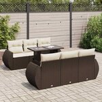 vidaXL Salon de jardin avec coussins 7 Pièces marron résine tressée