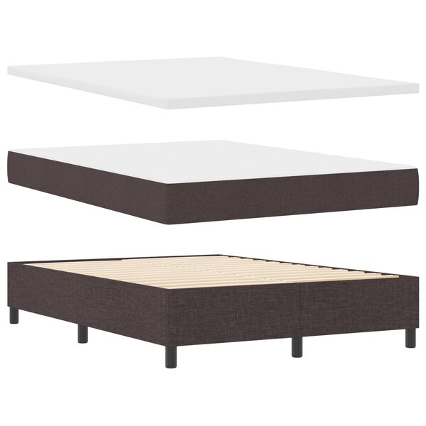 vidaXL Lit avec Sommier et Matelas & Banc Marron Foncé 140x200 cm Tissu