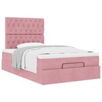 vidaXL Cadre de lit ottoman avec matelas rose 120x190 cm velours