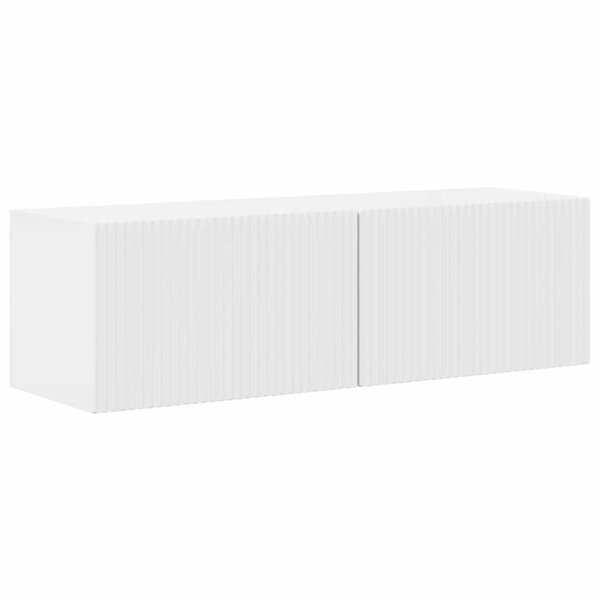 vidaXL Meuble TV mural Montage mural Blanc Brillant 98 x 31 x 29 5 cm