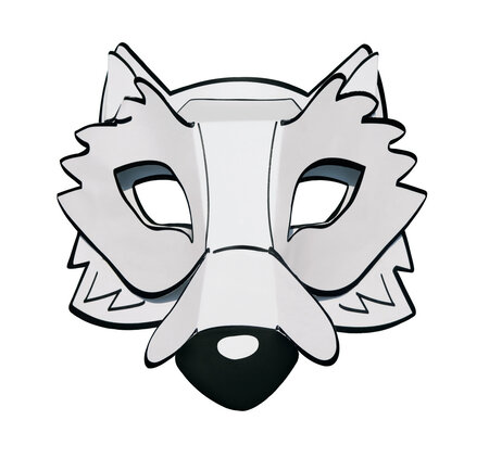 Masque enfant 3D carte forte loup à colorier et à monter