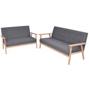 vidaXL Ensemble de canapés 2 Pièces Tissu Gris foncé