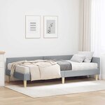 vidaXL Cadre de lit d'angle avec matelas 2 Pièces Gris clair tissu