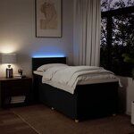 vidaXL Sommier à lattes de lit et matelas Noir 80x200 cm Tissu