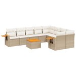 vidaXL Salon de jardin avec coussins 10 Pièces beige résine tressée