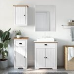 vidaXL Meubles de salle de bain 3Pièces BODO blanc marron bois pin massif
