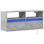 vidaXL Meuble TV mural avec lumières LED gris béton 100x31x45 cm