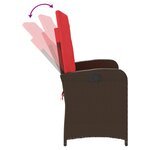 vidaXL Banc inclinable de jardin avec coussins marron résine tressée