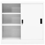 Armoire de bureau avec porte coulissante verrouillable 90 x 40 x 90 cm en acier blanc 02_0046810