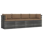 vidaXL Canapé palette de jardin 4 places avec coussins Bois de pin