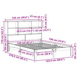 vidaXL Lit bibliothèque sans matelas cire marron 120x190cm pin massif