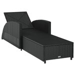 vidaXL Chaise longue avec coussin blanc crème Résine tressée Noir