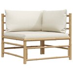 vidaXL Salon de jardin 2 Pièces avec coussins blanc crème Bambou