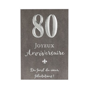 Carte  Anniversaire - 80 ans Joyeux Anniversaire Du fond du coeur félicitations