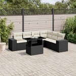 vidaXL Salon de jardin 7 Pièces avec coussins noir résine tressée