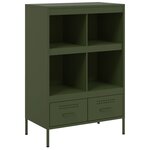vidaXL Buffet haut vert olive 68x39x101 5 cm acier