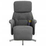 vidaXL Fauteuil inclinable de massage et repose-pieds gris foncé tissu