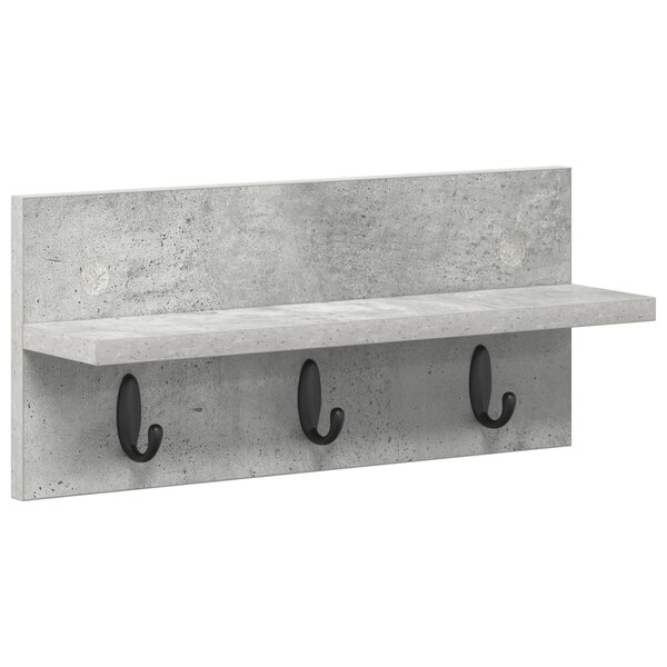 vidaXL Porte-manteau mural avec étagère Montage mural Gris béton 40 x 10.5 x 18 cm