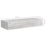 vidaXL Étagère à tiroir murale Gris béton 60x23 5x10 cm MDF
