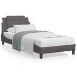 vidaXL Lit avec matelas gris 90x200 cm similicuir