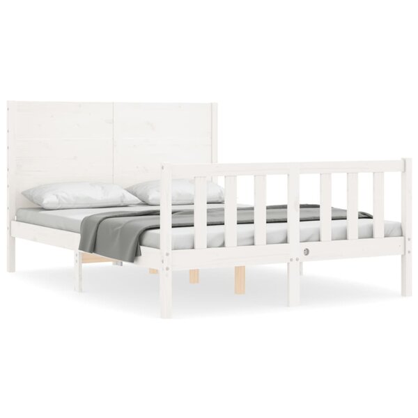 vidaXL Cadre de lit sans matelas blanc 140x190 cm bois de pin massif