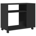 vidaXL Table d'appoint avec roues noir 70x35x60 cm bois d'ingénierie