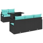 vidaXL Ensemble de canapé de jardin 6 Pièces Noir et Bleu polyrotin