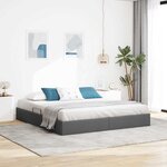 vidaXL Lit de Rangement avec matelas Gris foncé 193 x 203 cm tissu