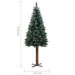 vidaXL Sapin de Noël mince bois véritable et neige blanche vert 210 cm