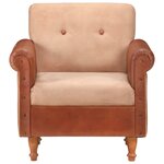 vidaXL Chaise cabriolet marron cuir véritable et toile