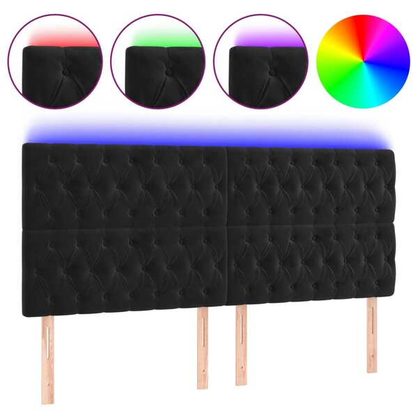 vidaXL Tête de lit à LED Noir 180x7x118/128 cm Velours