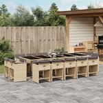 vidaXL Ensemble à manger de jardin et coussins 15 Pièces mélange beige