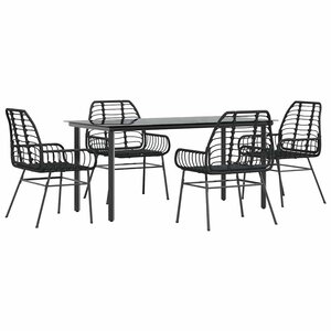 vidaXL Ensemble à manger de jardin 5 Pièces noir résine tressée verre