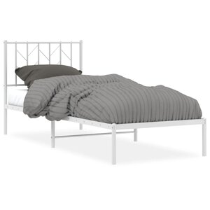 vidaXL Cadre de lit métal sans matelas avec tête de lit blanc 80x200cm