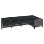 vidaXL Salon de jardin 5 Pièces avec coussins Résine tressée Gris foncé