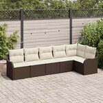 vidaXL Ensemble de canapé de jardin 6 Pièces Marron Poly rotin