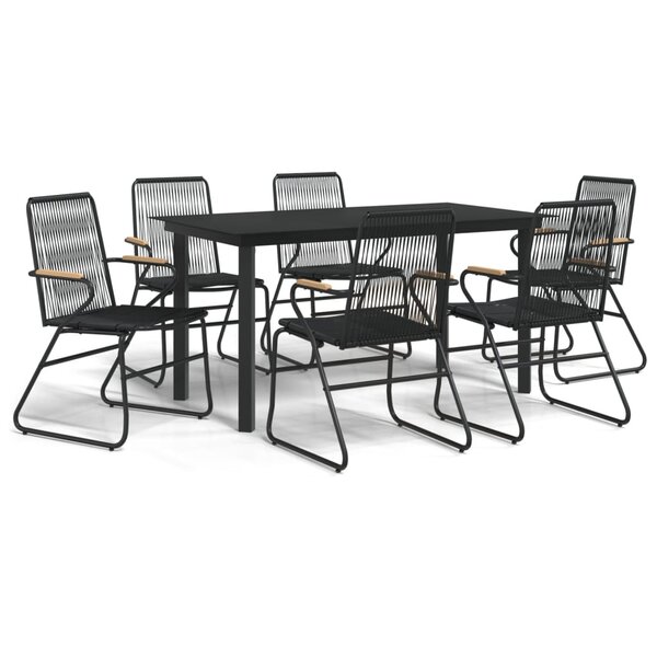 vidaXL Ensemble à dîner de jardin 7 Pièces Noir Rotin PVC