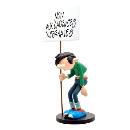 Figurine de Collection - COLLECTOYS - Gaston et sa Pancarte : Non aux Cadences Infernales