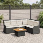vidaXL Salon de jardin 5 Pièces avec coussins Noir Résine tressée