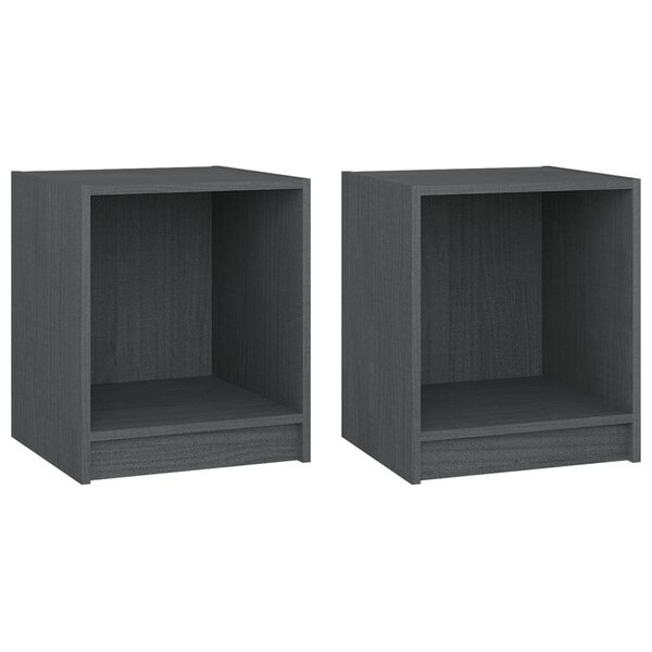 vidaXL Tables de chevet 2 Pièces Gris 35 5x33 5x41 5cm Bois de pin massif