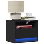 vidaXL Tables de chevet murales avec lumières LED 2 Pièces noir