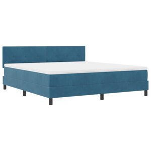 vidaXL Lit Box Spring avec Matelas Bleu Foncé Super King Velours