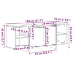 vidaXL Meuble TV vieux bois 130x35x50 cm bois d'ingénierie